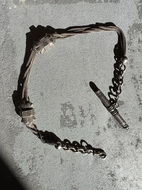 ANCIENNE CHAÎNE DE Montre Gousset Argent Massif - Clé de Remontage en T #G7 EUR 180,00 - FR