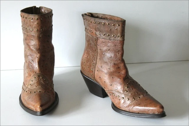 RIPICCA  Bottines Boots Pointues Tout Cuir Clouté Marron Clair T 35 TTBE