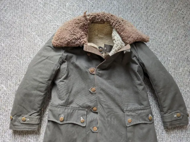vintage WWII military ARMY PARKA shearling S field trench coat 38-40 swedish