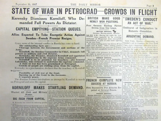 2 1917 headline newspapers w THE RUSSIAN REVOLUTION - Bolsheviks in PETROGRAD