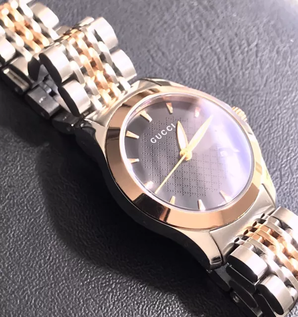 LADIES GENUINE GUCCI G timeless Swiss Designer Watch Black Rose