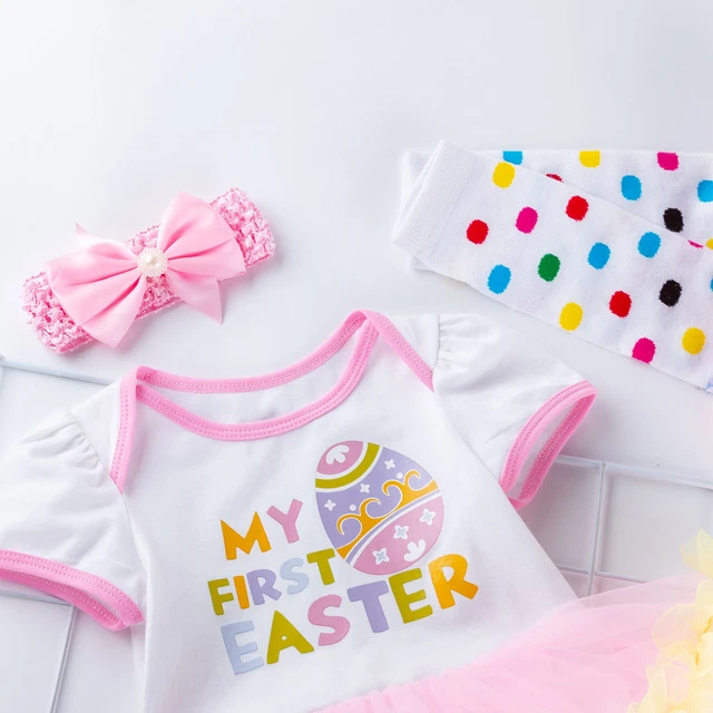 Set abiti scarpe tutù per neonati 1a Pasqua costume neonato 8