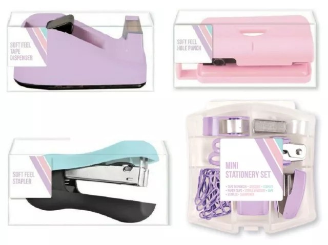 Pastel Colour Stapler Hole Punch & Tape Dispenser Office & Home Desk Stationery