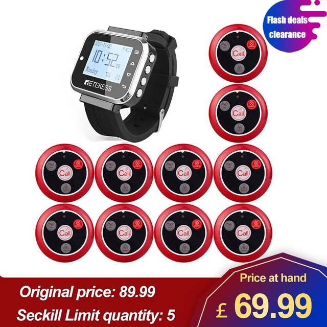 Retekess TD110 Restaurant Wireless Calling System Watch 10 Call Buttons for Cafe