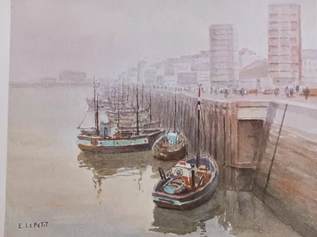 Emmanuel Le Petit Aquarelle Boulogne Sur Mer Engraving Pas De Calais 1981 Rl2