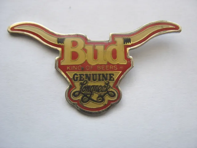 BUD KING of BEERS LAPEL PIN - BUDWEISER - GENUINE LONGNECK - Steer Head Design
