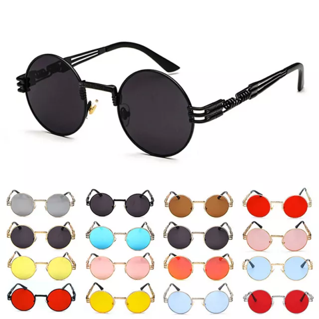 Vintage Steampunk Sunglasses Mens Womens Brand Design Round UV400 Sun Glasses