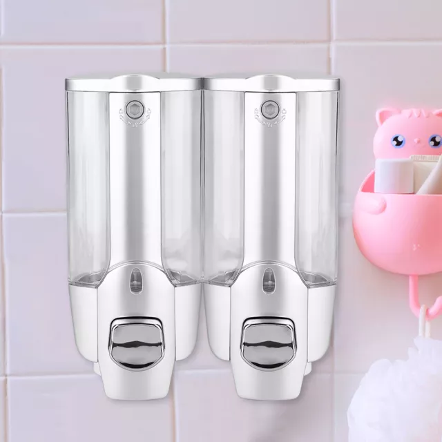 350ml*2 Soap Dispenser Shampoo Hand Wash Shower Liquid Bathroom Wall Mount AU