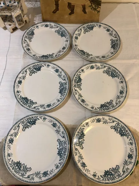 6 Assiettes plates LOT 2 - Faïence de BFK Boch Frères Keramis - Modèle SORBIER