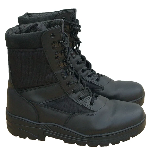 Savage Island Heren zwart lederen Combat Patrol werklaarzen, Zwart, 39.5 EU