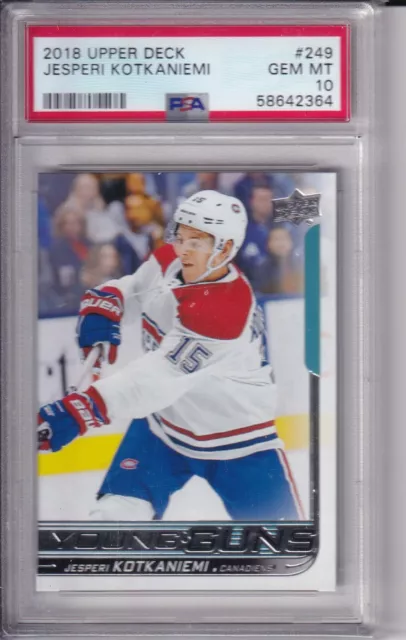 18/19 Ud Series 1 Jesperi Kotkaniemi Young Guns Rc Rookie Graded Psa 10 Gem Mt