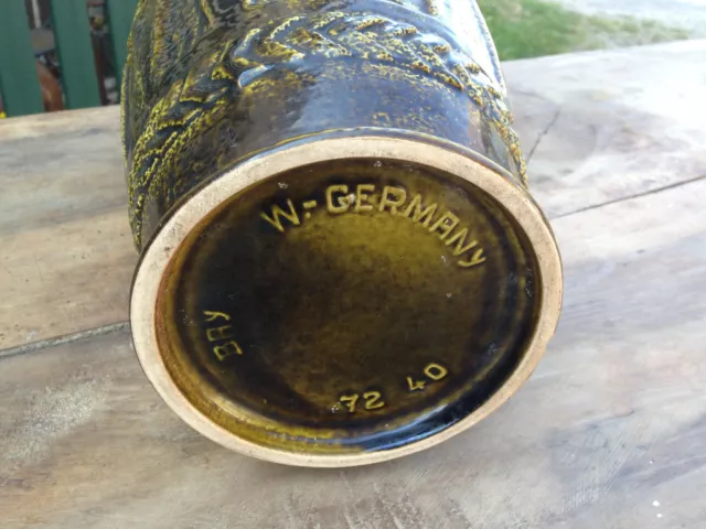 Ancien grand vase à fleurs en céramique de West Germany barbotine vintage 3