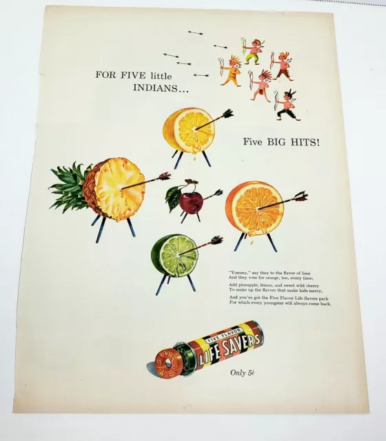 Vintage LIFE SAVERS Five Flavors Original  Magazine Print Ad 1947