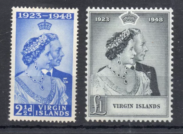 British Virgin Island 1948 King George Vi Royal Silver  Wedding  Sg124-125 Lmm