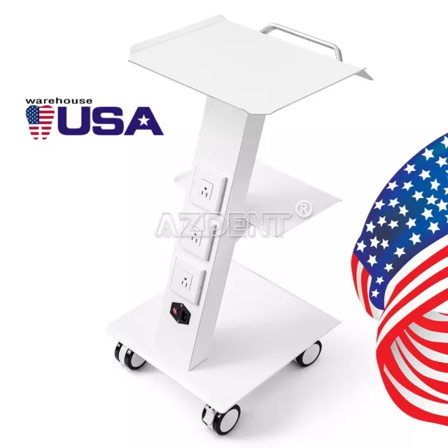 Dental Metal Medical Cart Mobile Instrument Cart Trolley with Built-in Socket