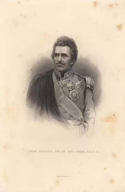 c1860 General Sir George de Lacy Evans British Army Napoleon Stahlstich-Porträt