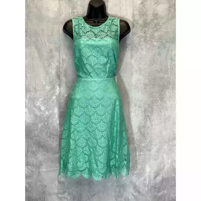 KENSIE Women's Turquoise Lace Sleeveless Keyhole Fit & Flare Mini Dress SZ 14