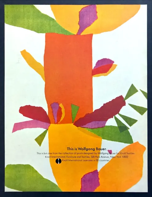 1969 Knoll Textiles Wolfgang Bauer Nature Graphic Design vintage print ad