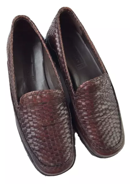 COLE HAAN WOMEN'S 7.5 B Country Adrien Brown Woven Leather Slip-On ...