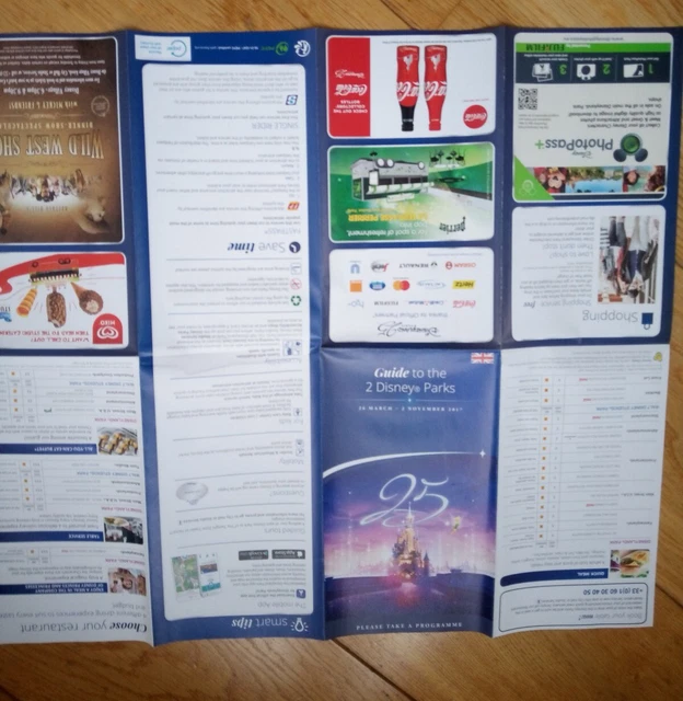 Disneyland Paris 25th Anniversary Map Guide to the two parks  New X 3 2017 4