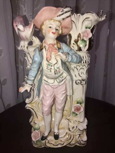 Original 1900’s Camille Naudot  PORCELAIN Hand Painted Large Figurine with Vase