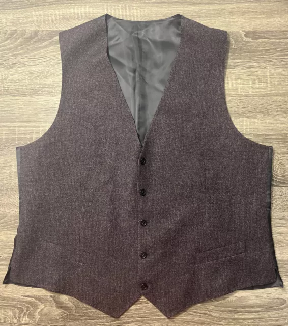 Canali Grey Wool Woven Top Stitch Italy Belted Back Glossy Waistcoat Vest 48US 4