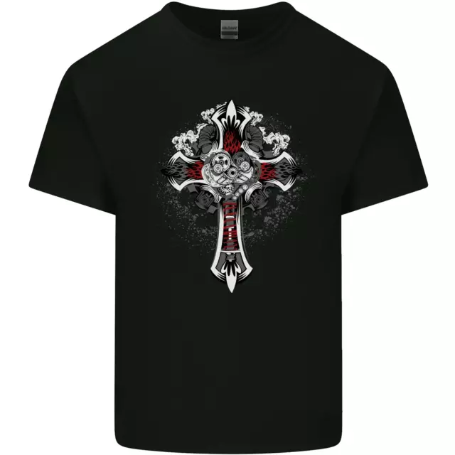 Steampunk Cross Gothic Heavy Metal Biker Kids T-Shirt Childrens