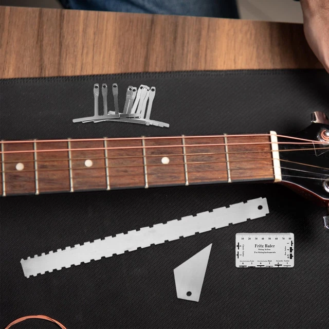 Kit De Réparation Guitare 4 Pièces - Règles De Nivellement Et Jauge De Hauteur - Acier Inoxydable - Pour Luthier