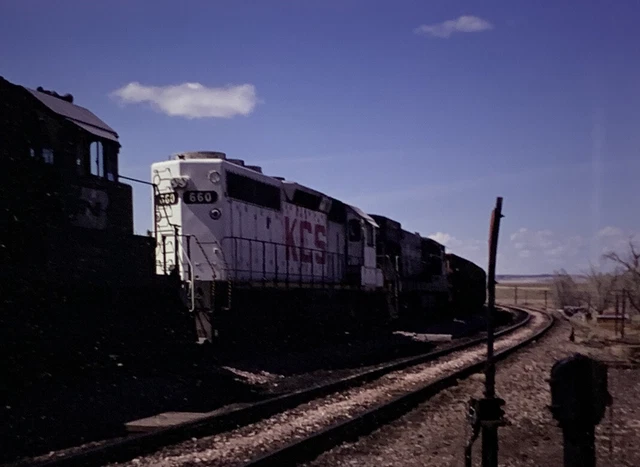 Vtg 35mm Slide Kansas City Southern Railroad Train Engine 660