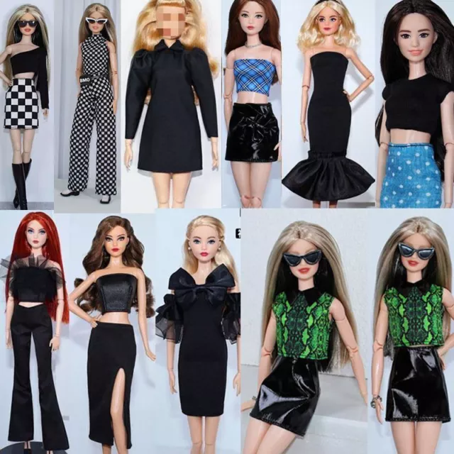 Black Style 1/6 Doll Clothes Per 11.5" Doll Outfits Shirt Top Shorts Pants Skirt