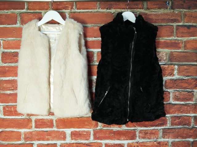 Girls Bundle Aged 11-12 Years Forever 21 Zara Black Cream Faux Fur Gilet 152Cm