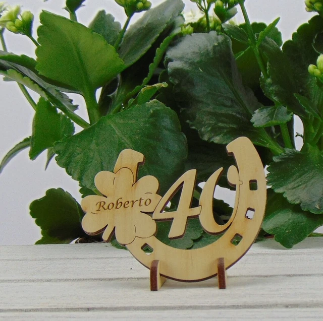 GESCHENK ZUM 40. Geburtstag Personalisiert Hufeisen Kleeblatt Holz