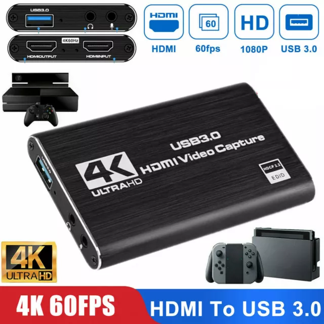 4K HDMI to USB3.0 Capture Card Game Live Streaming Loop Video Recording Box DHL