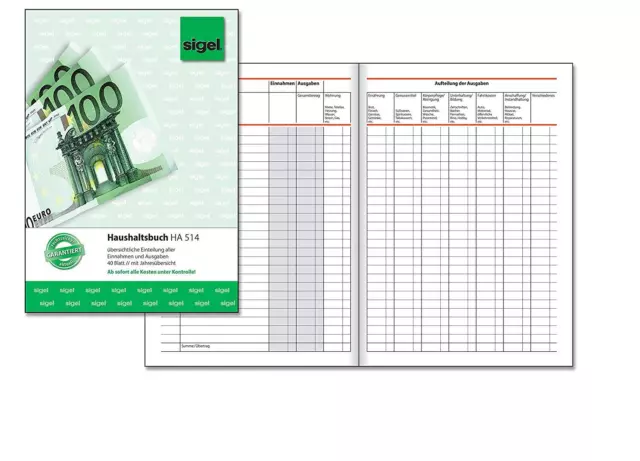 sigel Formularbuch "Haushaltsbuch" DIN A5 40 Blatt