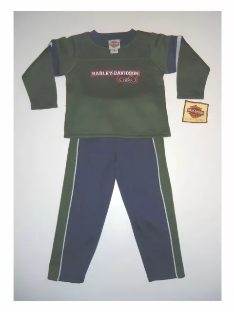 Felpa Con Pantaloni Tuta Set Di Harley Davidson Con Motivo Ricamato Blu/Verde