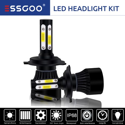 Essgoo h4 9003 FANALI LED 6000k BIANCO NO ERROR replace alogena rimodellamento frase 2x 