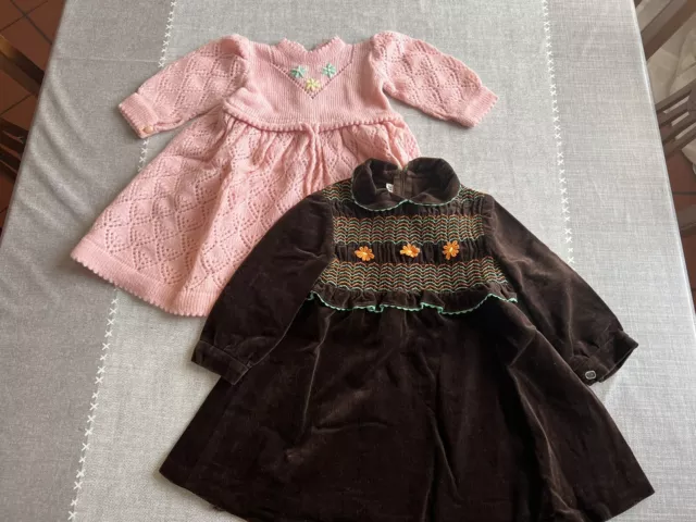 Set Di Abiti Vestiti Per Bambina Bambine Vintage Anni 70. Come Nuovi