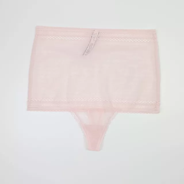 Victorias Secret Pink Lace High Waisted Thong UK Medium Knickers Briefs Lingerie