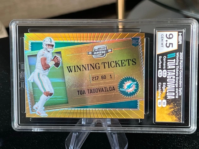 2020 Contenders Optic Rc Tua Tagovailoa  Winning Tickets Orange /50 Hga 9.5 Mint
