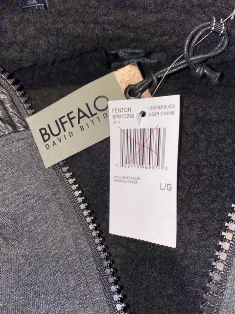 Buffalo David Bitton Fleece Jacket Men Size L Blue Zip-Up Sherpa Lined NWT 3