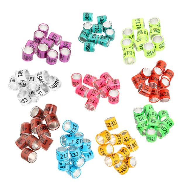 100 piezas Anillo para pájaros Bandas para patas Bandas multicolor para pies de paloma Carreras Anillo para patas de paloma