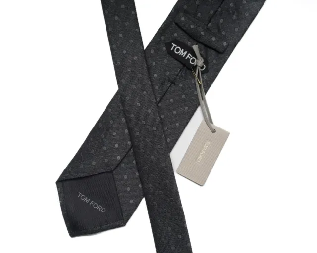 Tom Ford $275 NWT Gray Tonal Polka Dot Silk Wool Blend Tie 3.25” 3
