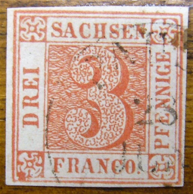 Sachsen MiNr. 1 a Platte V Typ 12 sauber gestempelt, geprüft, Fotoattest, 8500.-