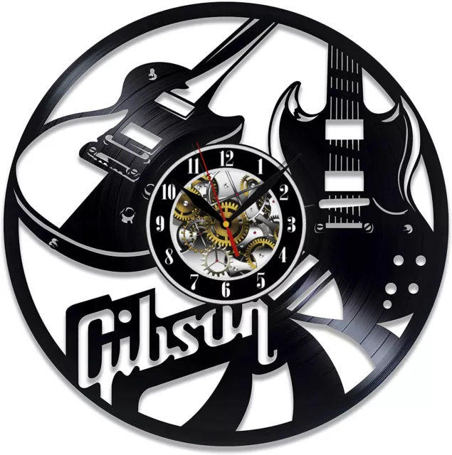 Gibson Guitar Music Wall Clock Records Decor Gift Christmas Birthday Holiday Art