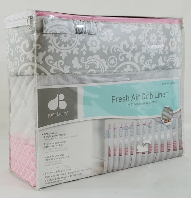 Fresh Air Crib Liner Botanica Collection Pink and Grey Floral