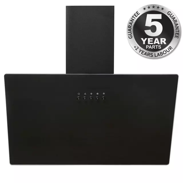 60cm Glass Cooker Hood Black Angled Chimney Extractor Fan - SIA AH60BL