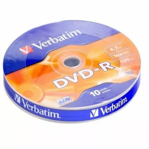 10 Verbatim DVD -R Matt Silver 16x 4.7 GB 10 Pack Spindle Wrap dvd-r 43729