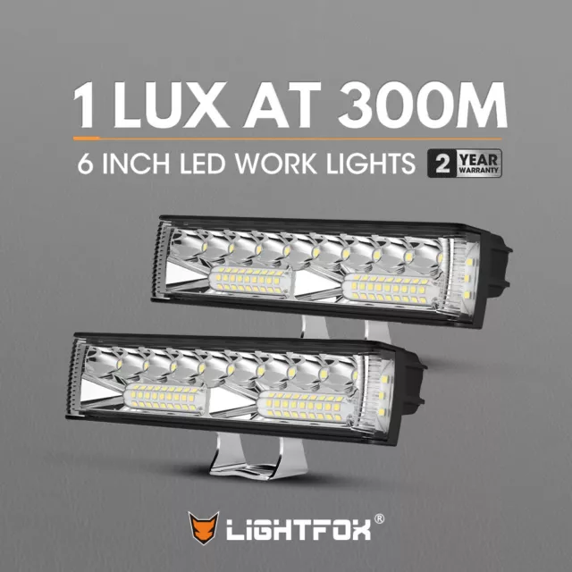 Lightfox Pair 6inch Osram LED Work Light Side Shooter Combo Beam Driving Lamp