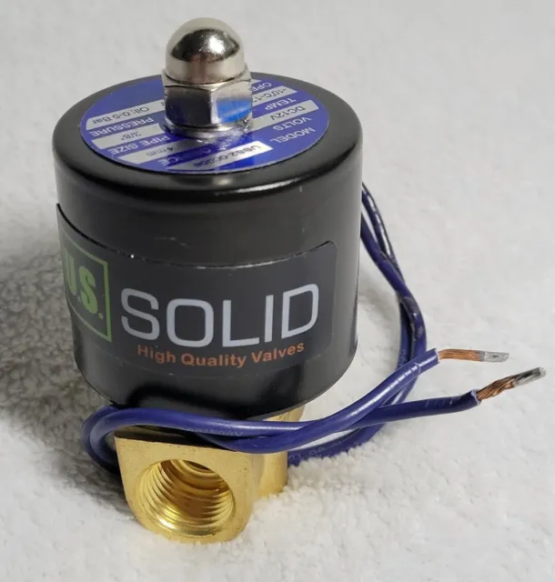 U.S. Solid Electric Solenoid Valve 3/8 inch Brass 12V DC. Free Shipping.