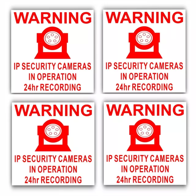 4 x IP Camera Security In Operation Stickers-24hr Surveillance CCTV Signs